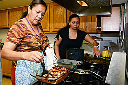 Woman glazing baked pack rat. Woman glazing baked pack rat.
